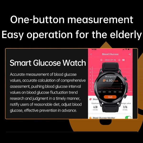 Geekran Non-invasive Glucose Testing Smartwatch with Heart Rate Measurement - FOFOPO
